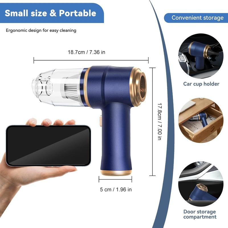 BELBUY Handheld Car Vacuum Cleaner, 19000Pa Vacuum Cleaner and Air Gun, 120W High-Power Wireless Handheld Car Vacuum Cleaner, Equipped with Two Filters and Multiple Nozzles, Suitable for Cars, Homes, Offices, and Pets.