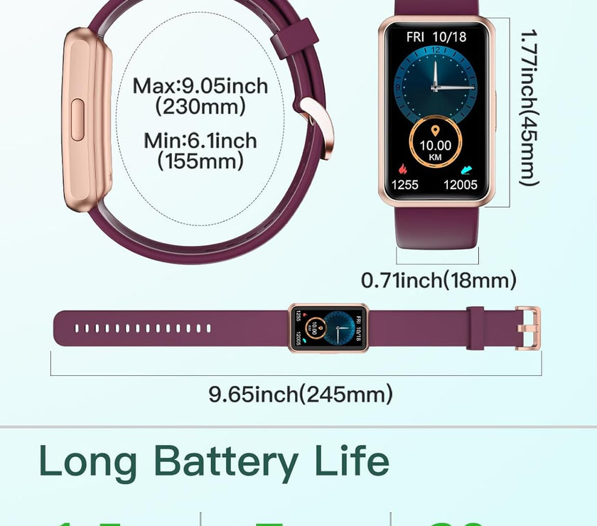 Fitness Tracker No Bluetooth No APP No Phone Needed, Fitness Watch for Men Women Parents IP68 Waterproof with Full Touch Screen Steps Calories Counter Sleep Tracker Alarm Clocks (Purple)