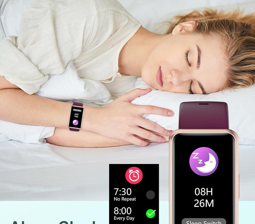 Fitness Tracker No Bluetooth No APP No Phone Needed, Fitness Watch for Men Women Parents IP68 Waterproof with Full Touch Screen Steps Calories Counter Sleep Tracker Alarm Clocks (Purple)