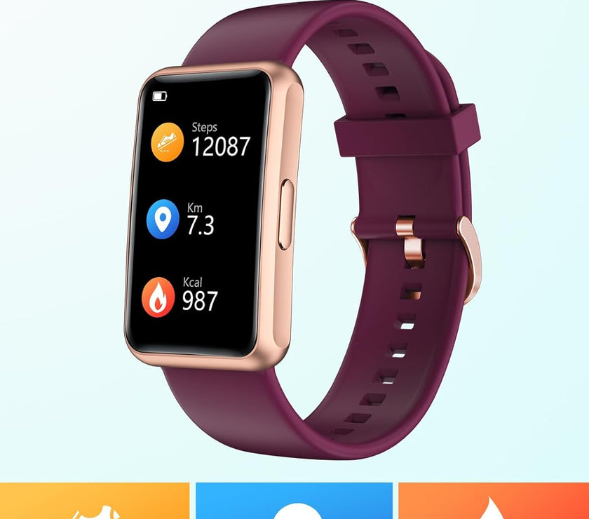 Fitness Tracker No Bluetooth No APP No Phone Needed, Fitness Watch for Men Women Parents IP68 Waterproof with Full Touch Screen Steps Calories Counter Sleep Tracker Alarm Clocks (Purple)